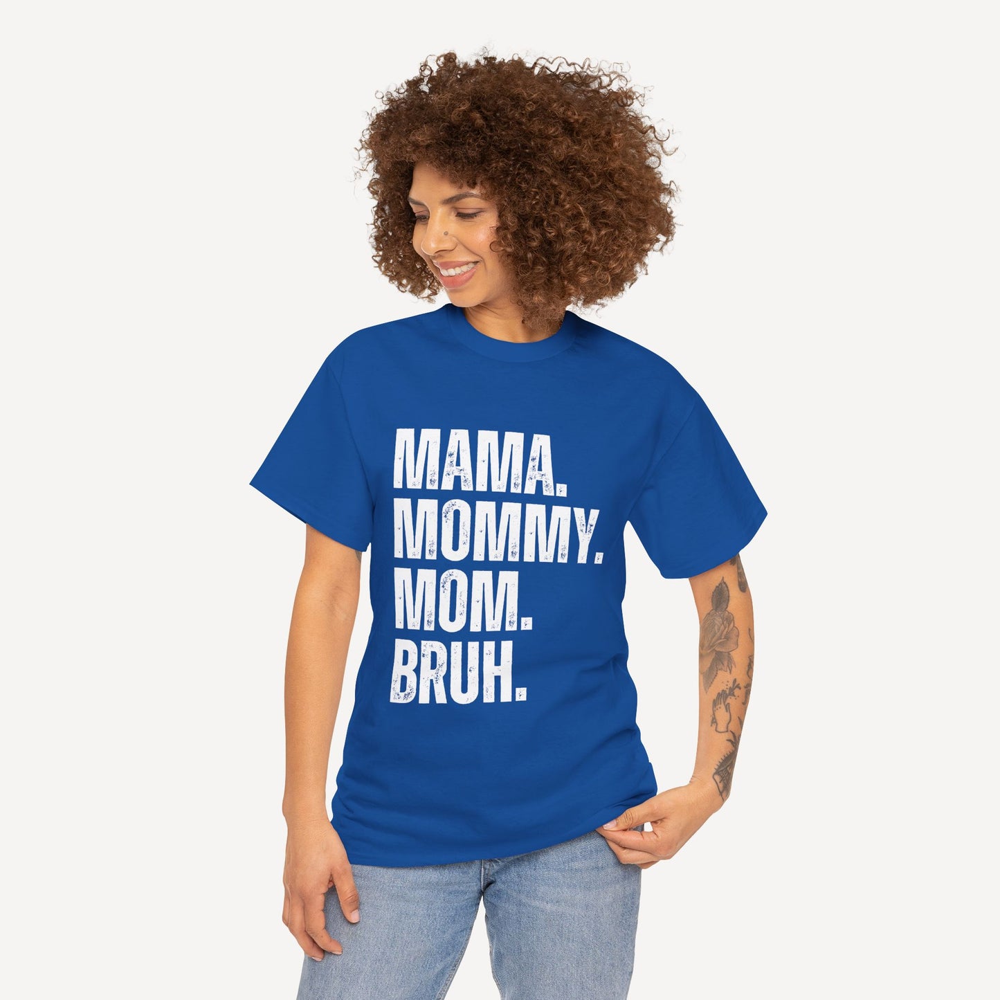 Mama. Mommy. Mom. Bruh. - Funny Mom T-Shirt - Women's Unisex Cotton T-Shirt Graphic Printed Design Casual Short Sleeve Tee Tops