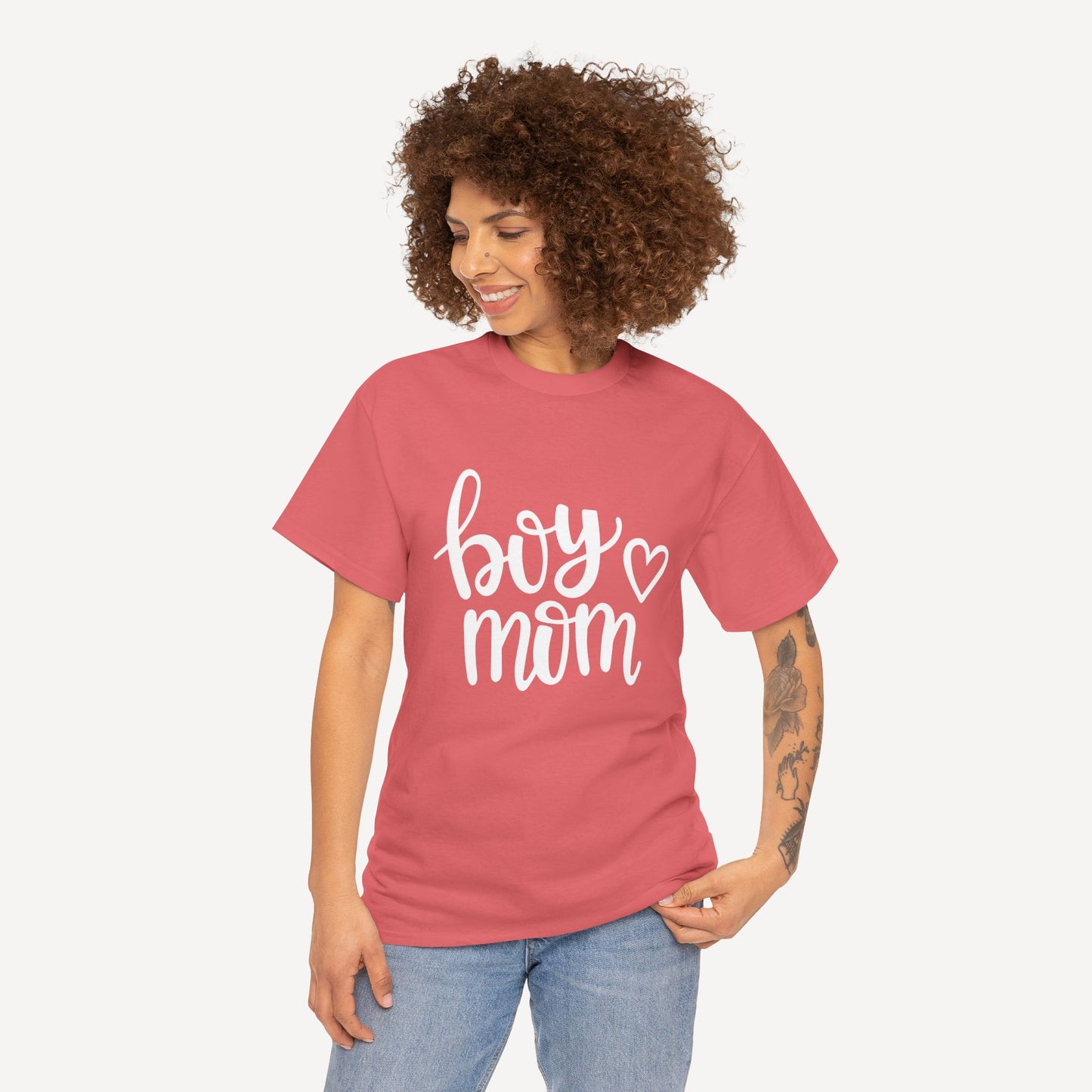 Boy Mom - Funny Mom T-Shirt - Women's Unisex Cotton T-Shirt Graphic Printed Design Casual Short Sleeve Tee Tops