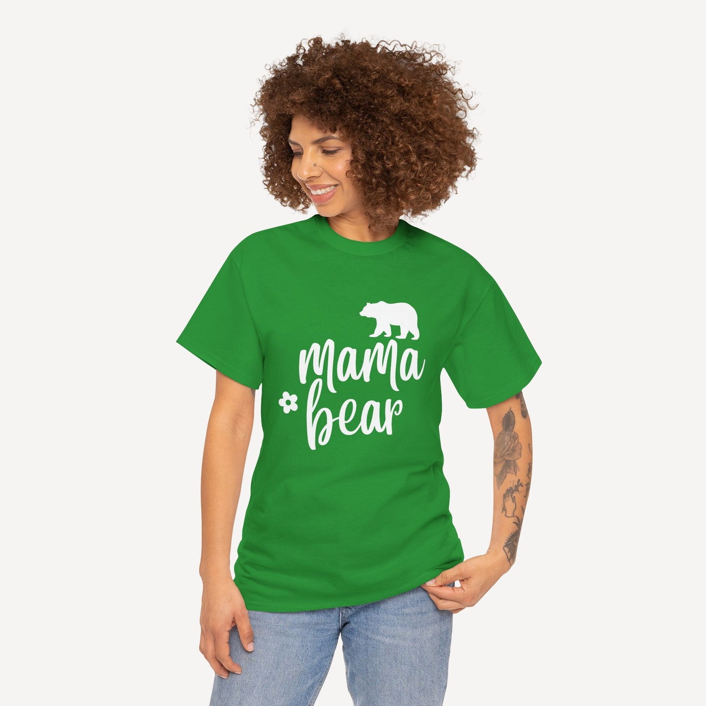 Mama Bear - Funny Mom T-Shirt - Women's Unisex Cotton T-Shirt Graphic Printed Design Casual Short Sleeve Tee Tops