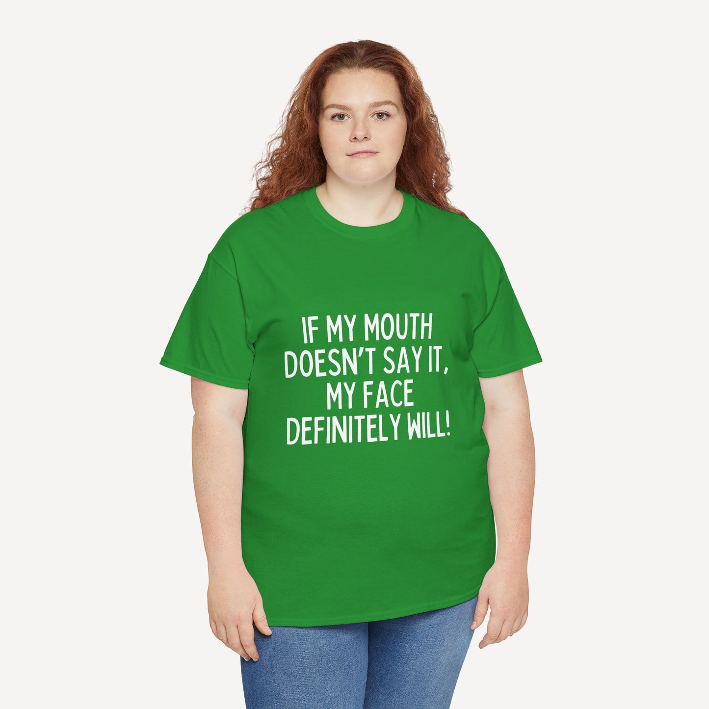 If My Mouth Doesn’T Say It, My Face Definitely Will! - Funny Mom T-Shirt - Women's Unisex Cotton T-Shirt Graphic Printed Design Casual Short Sleeve Tee Tops