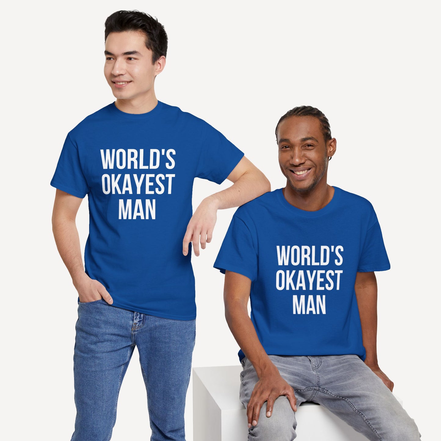 World's Okayest Man - Funny Sayings for Men T-Shirts - Mens Unisex Cotton T-Shirt Graphic Printed Design Casual Short Sleeve Tee Tops
