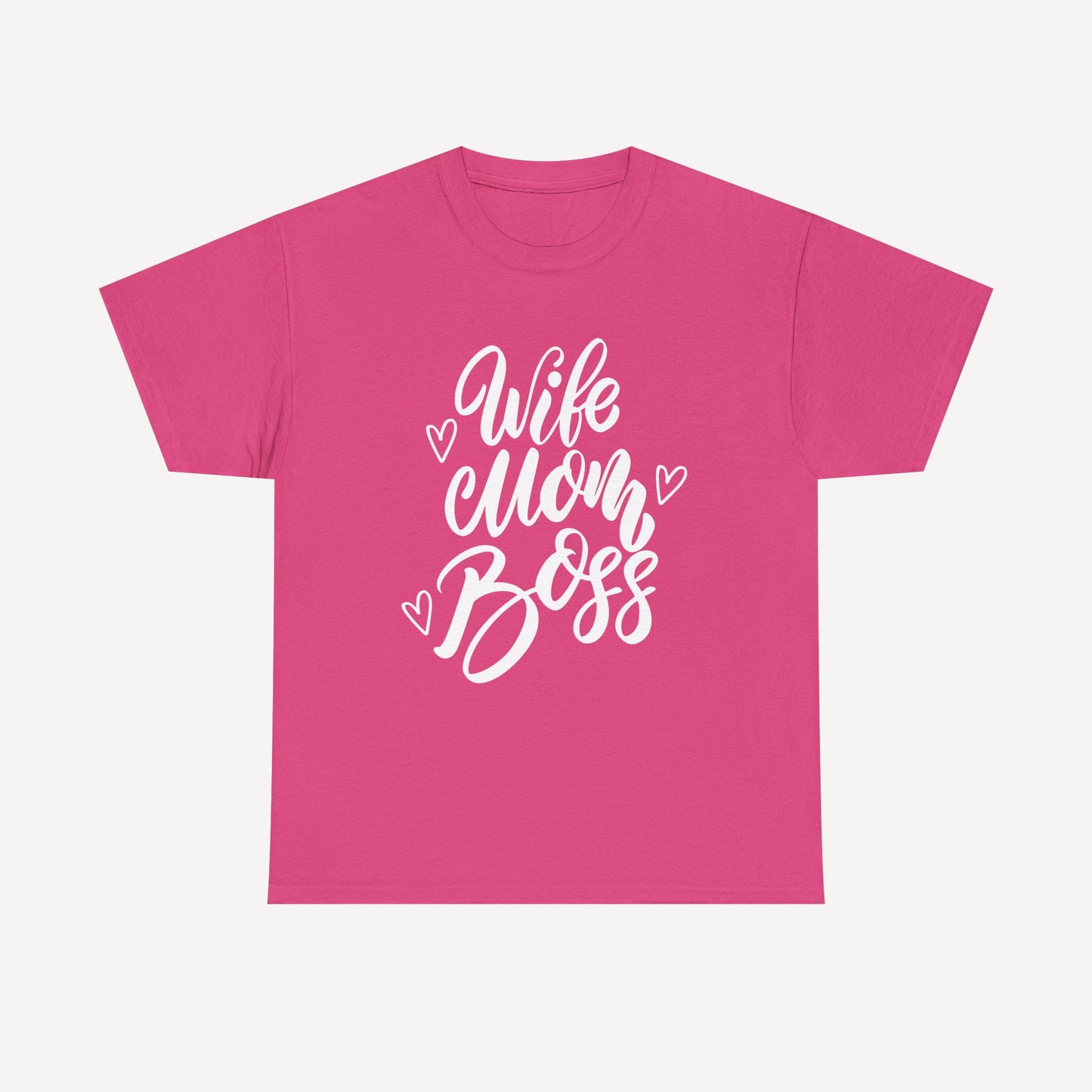 Wife. Mom. Boss. - Funny Mom T-Shirt - Women's Unisex Cotton T-Shirt Graphic Printed Design Casual Short Sleeve Tee Tops