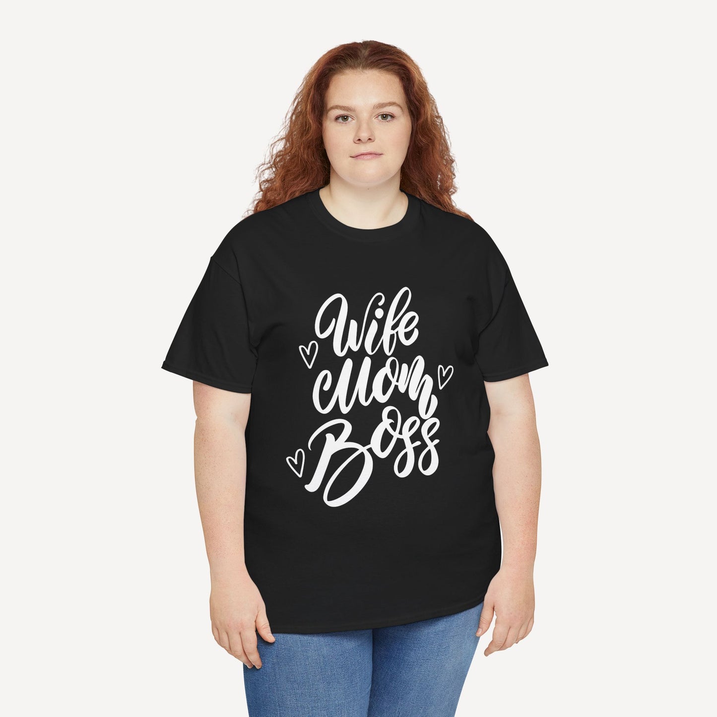 Wife. Mom. Boss. - Funny Mom T-Shirt - Women's Unisex Cotton T-Shirt Graphic Printed Design Casual Short Sleeve Tee Tops