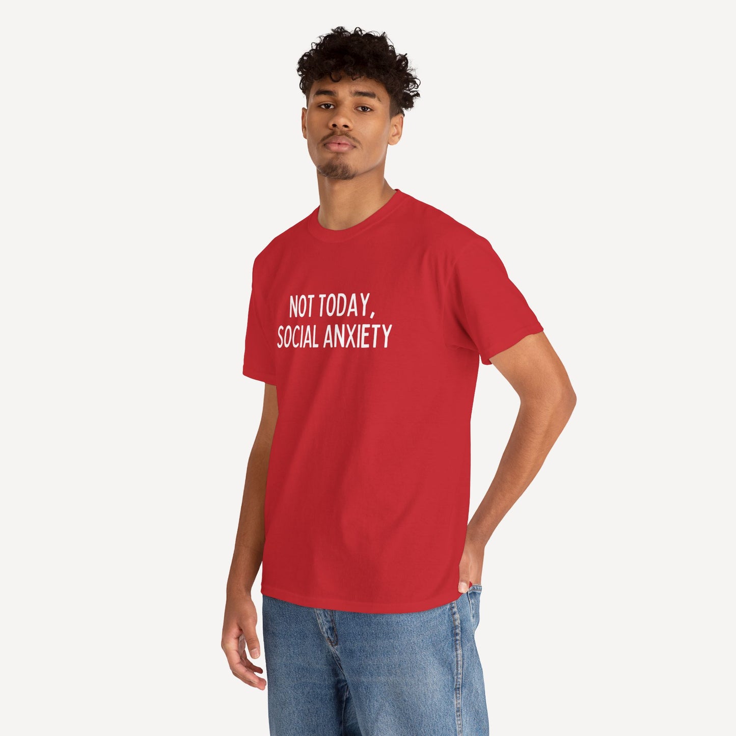 Not Today, Social Anxiety - Funny Sayings for Men T-Shirts - Mens Unisex Cotton T-Shirt Graphic Printed Design Casual Short Sleeve Tee Tops