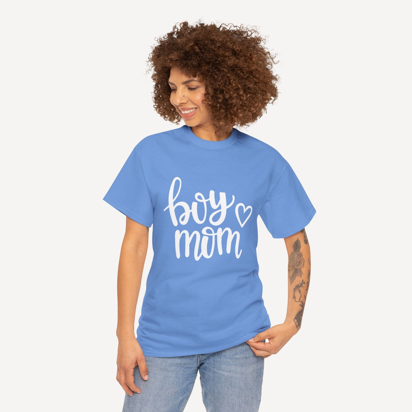 Boy Mom - Funny Mom T-Shirt - Women's Unisex Cotton T-Shirt Graphic Printed Design Casual Short Sleeve Tee Tops