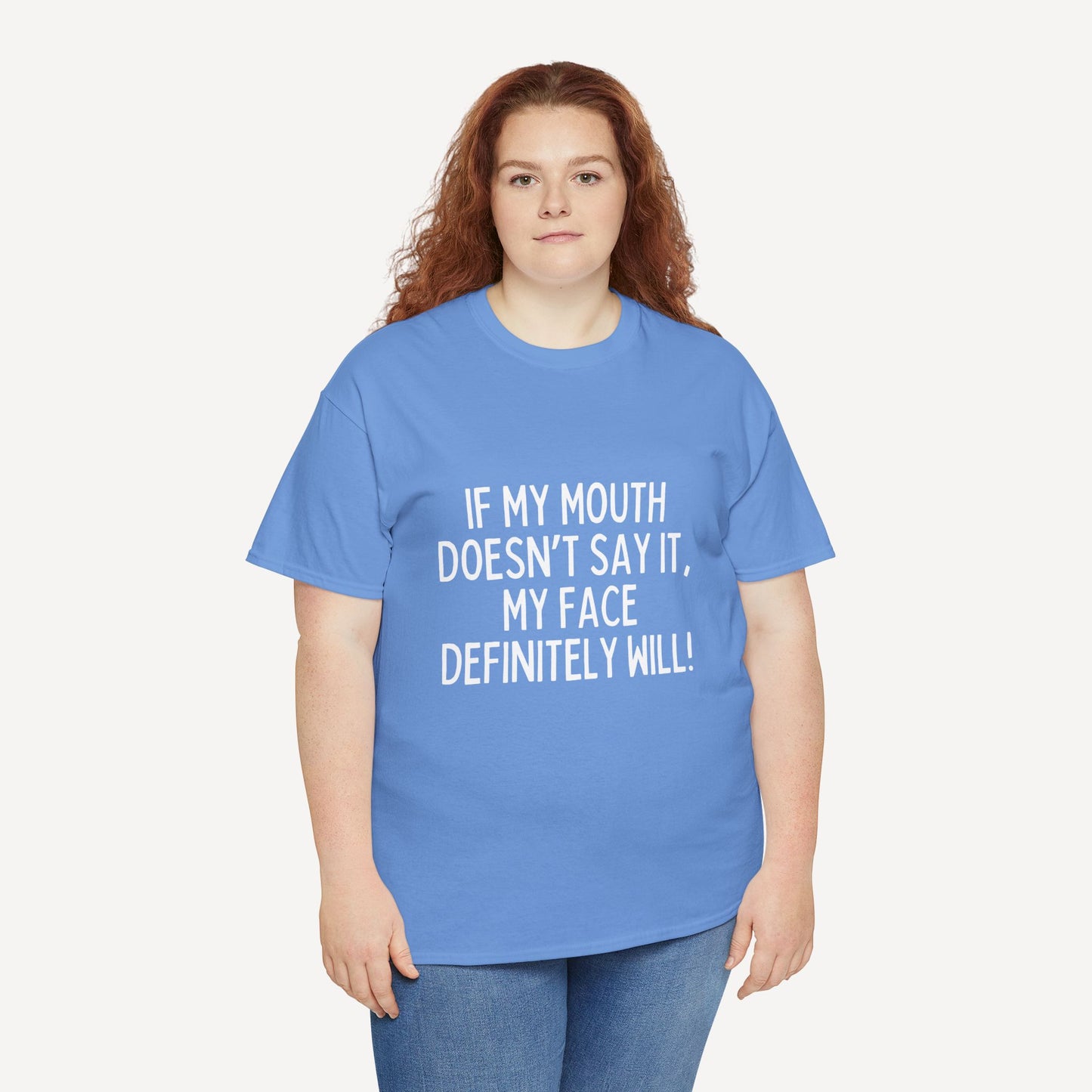 If My Mouth Doesn’T Say It, My Face Definitely Will! - Funny Mom T-Shirt - Women's Unisex Cotton T-Shirt Graphic Printed Design Casual Short Sleeve Tee Tops