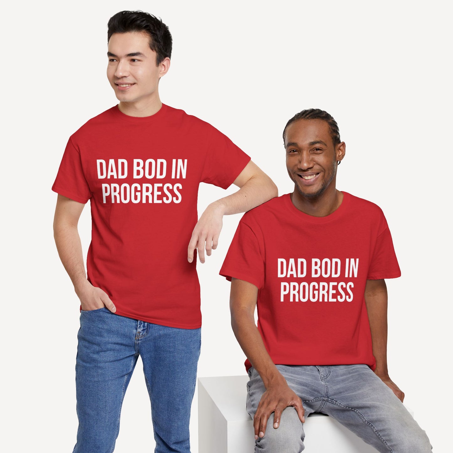 Dad Bod in Progress - Funny Sayings for Men T-Shirts - Mens Unisex Cotton T-Shirt Graphic Printed Design Casual Short Sleeve Tee Tops