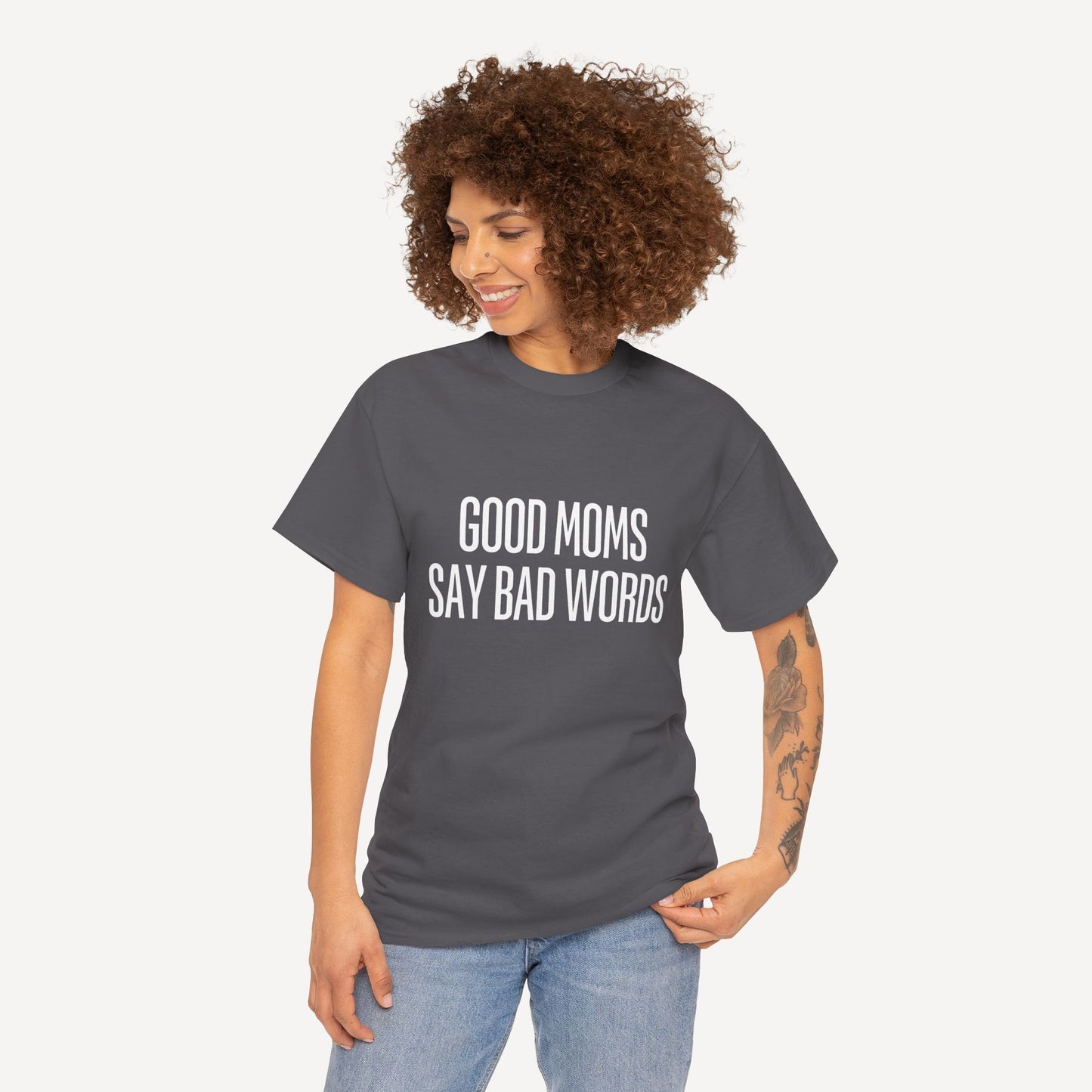 Good Moms Say Bad Words - Funny Mom T-Shirt - Women's Unisex Cotton T-Shirt Graphic Printed Design Casual Short Sleeve Tee Tops