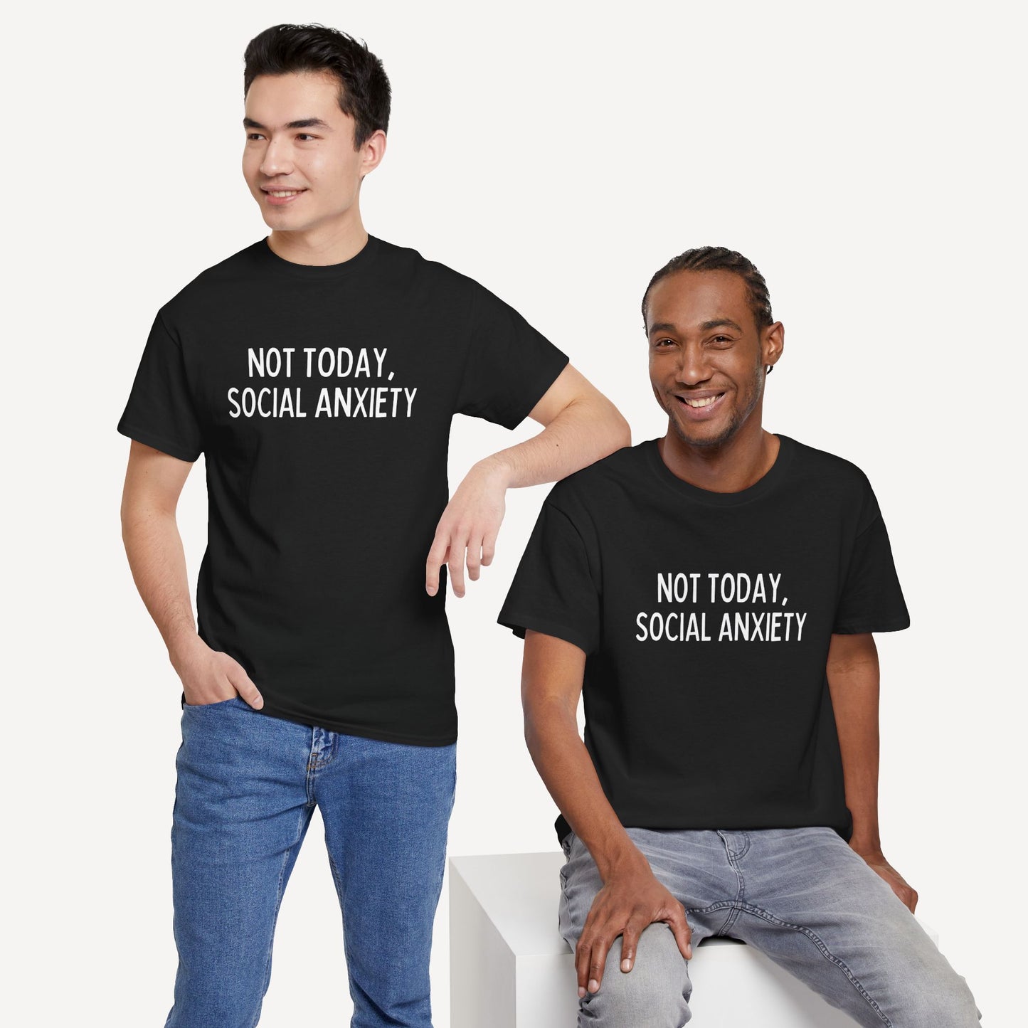 Not Today, Social Anxiety - Funny Sayings for Men T-Shirts - Mens Unisex Cotton T-Shirt Graphic Printed Design Casual Short Sleeve Tee Tops