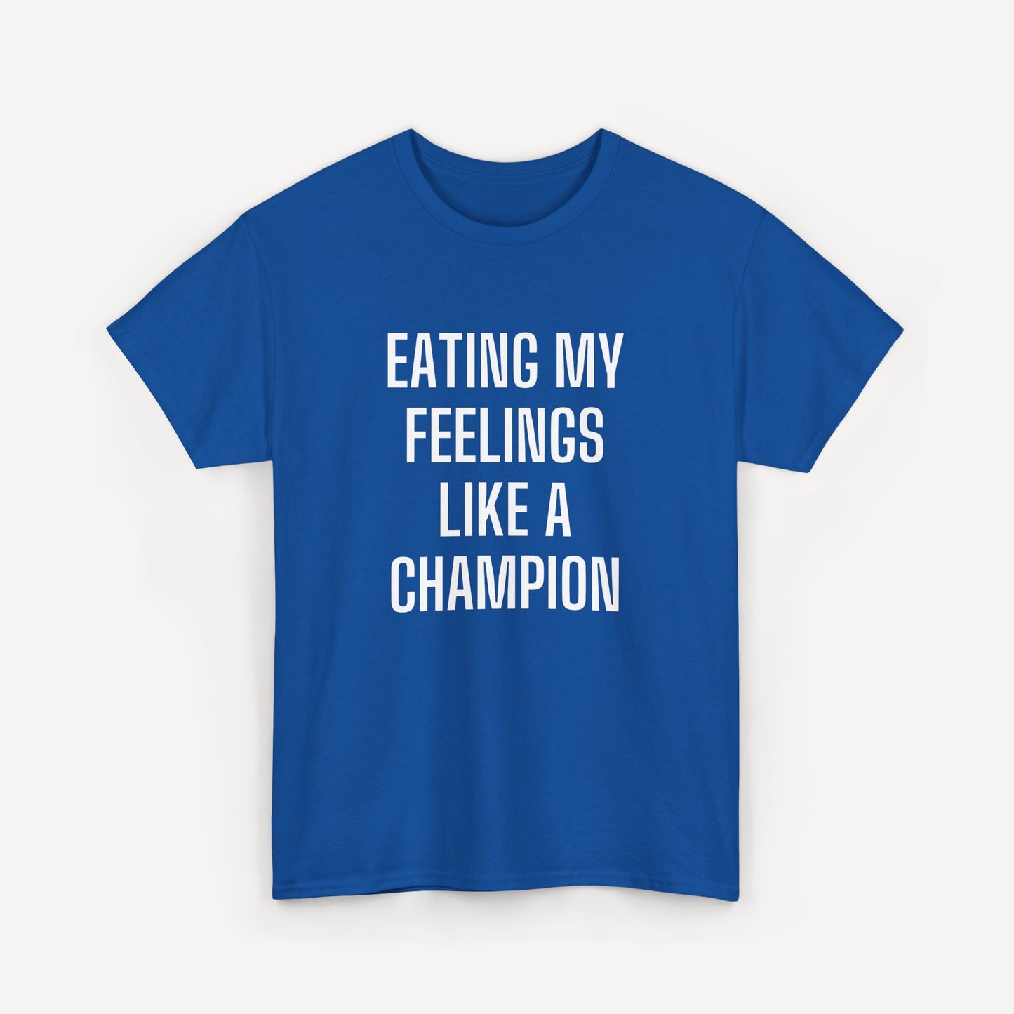 Eating My Feelings Like a Champion - Funny Sayings for Men T-Shirts - Mens Unisex Cotton T-Shirt Graphic Printed Design Casual Short Sleeve Tee Tops
