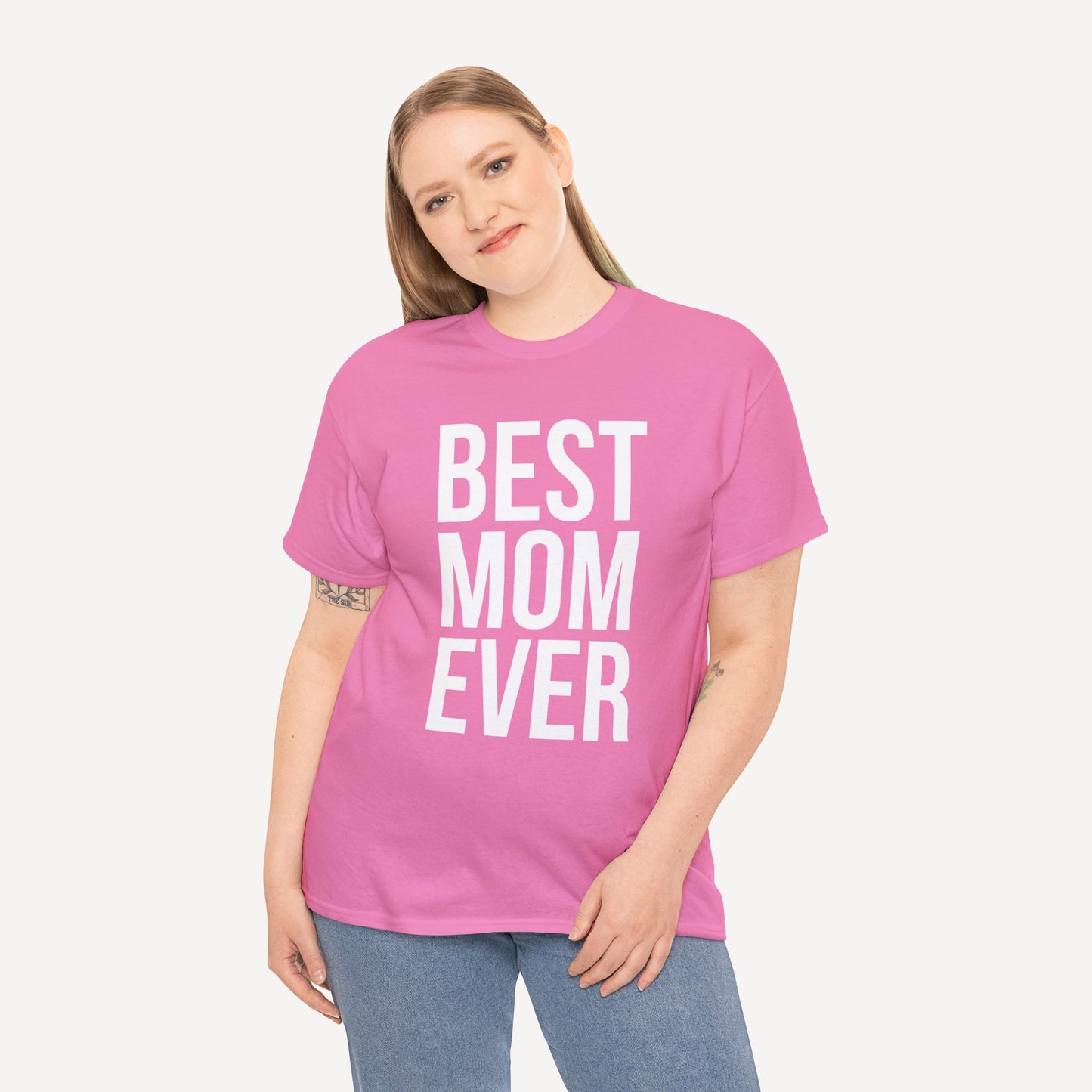 BEST MOM EVER - Funny Mom T-Shirt - Women's Unisex Cotton T-Shirt Graphic Printed Design Casual Short Sleeve Tee Tops