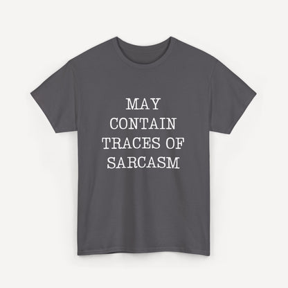 May Contain Traces of Sarcasm - Funny Sayings for Men T-Shirts - Mens Unisex Cotton T-Shirt Graphic Printed Design Casual Short Sleeve Tee Tops