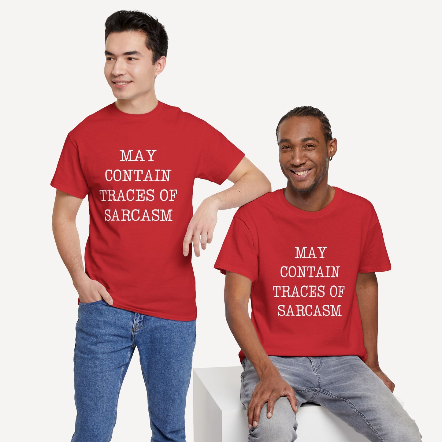 May Contain Traces of Sarcasm - Funny Sayings for Men T-Shirts - Mens Unisex Cotton T-Shirt Graphic Printed Design Casual Short Sleeve Tee Tops