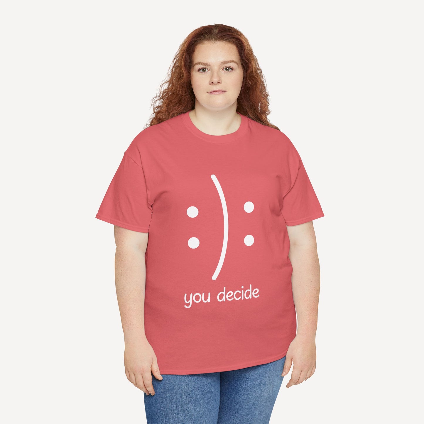 You Decide Happy Face - Funny Mom T-Shirt - Women's Unisex Cotton T-Shirt Graphic Printed Design Casual Short Sleeve Tee Tops