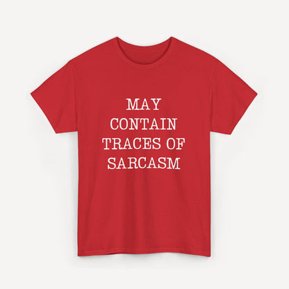 May Contain Traces of Sarcasm - Funny Sayings for Men T-Shirts - Mens Unisex Cotton T-Shirt Graphic Printed Design Casual Short Sleeve Tee Tops