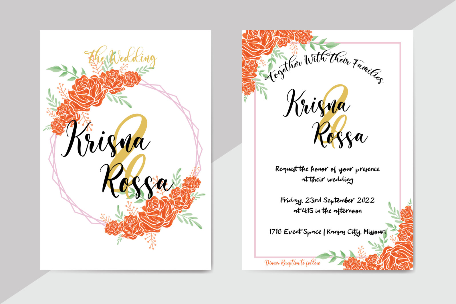 Wedding Invitation Card with Watercolor Floral Decoration - Watercolor Flower Wedding Invitation Spring Bloom Hand Drawn 05 03 scaled -